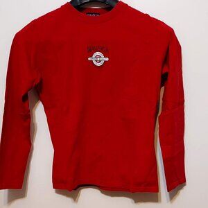 Nautica Womans Red Long Sleeve T Shirt  sz M  100% Cotton.  Big Nautica Logo